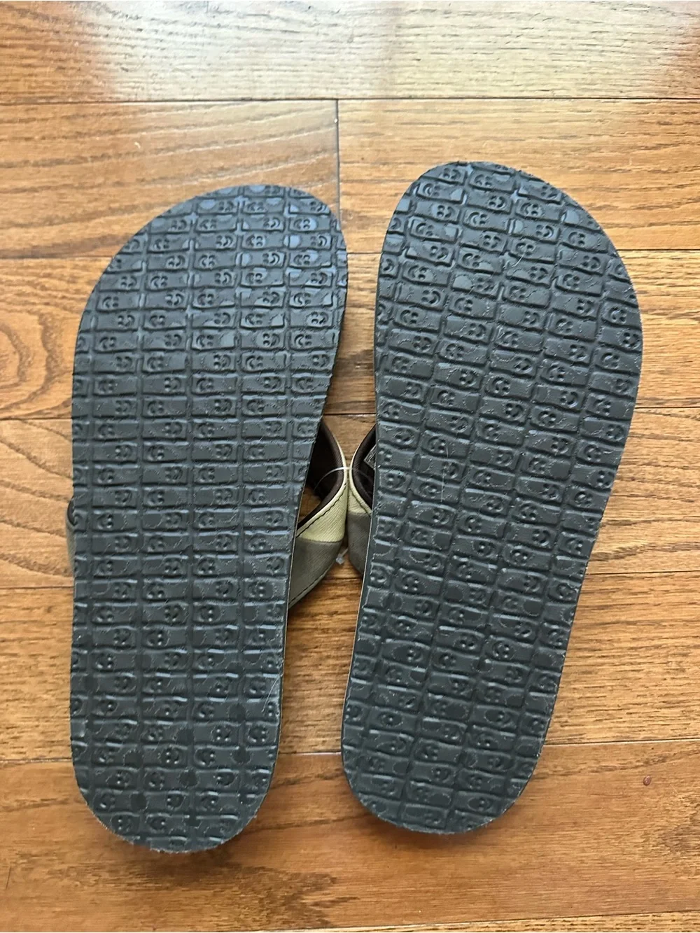 Sanuk Men’s Brown Tan Canvas Flip Flops Sandals Size 13 Thong Casual Beach